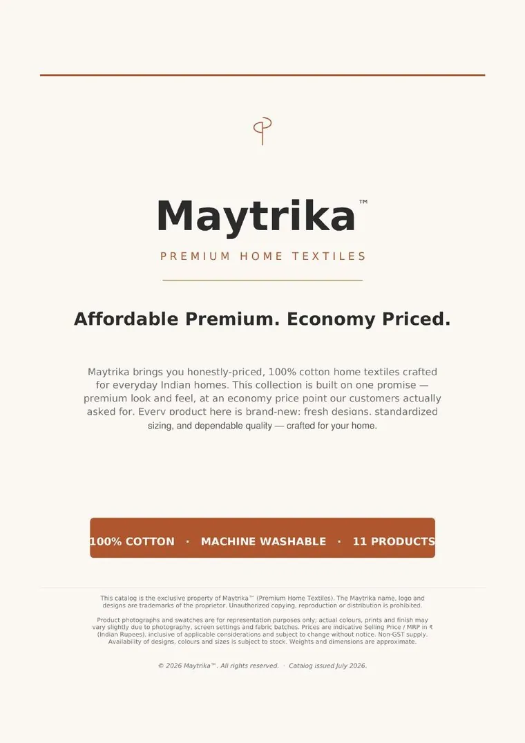 Maytrika catalogue cover — Premium Home Textiles