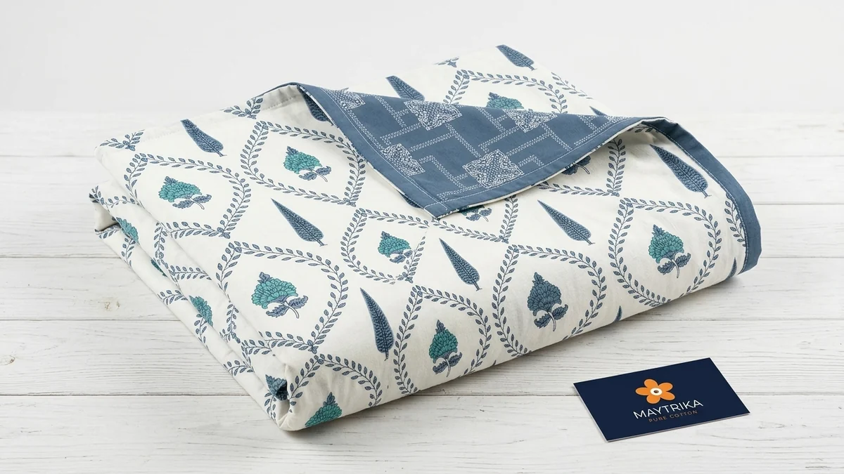 The folded reversible dohar set, styled AI visualisation